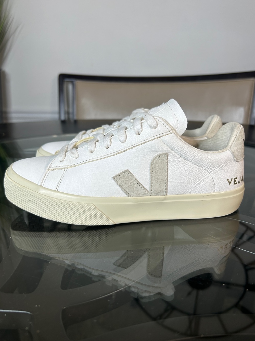 VEJA Campo Extra White Natural Suede Leather Sneakers Womens Size 7 EUR 38